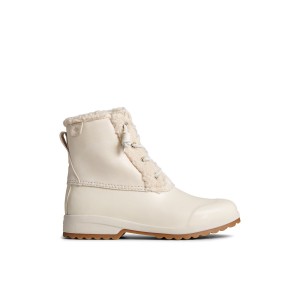 Beige Sperry Maritime Repel Teddy Trim Snow Boot | KUJVYZN-04