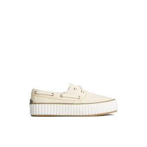 Beige Sperry Pier Wave Platform Lace Up Sneaker | LENZBPX-26