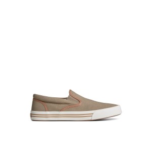 Beige Sperry Striper II Linen Slip On Sneaker | KTNCZDB-25