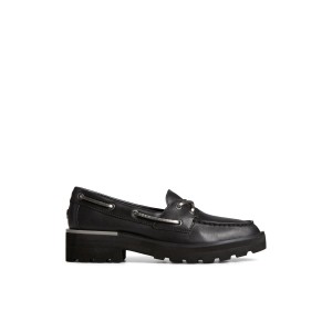 Black Sperry Lug Boat Shoe | OGKCEIR-29