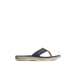 Navy Sperry SeaCycled Baitfish Baja Flip Flop | OMQKCJT-94