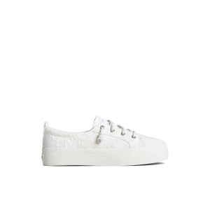 White Sperry Crest Vibe Platform Lace Platform Sneaker | VRHOXPU-94