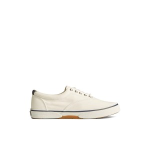 White Sperry Halyard CVO Salt Washed Sneaker | ZWBHALE-76