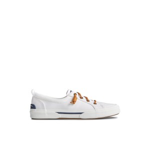 White Sperry Pier Wave Lace Up Sneaker | CYHRDBQ-76