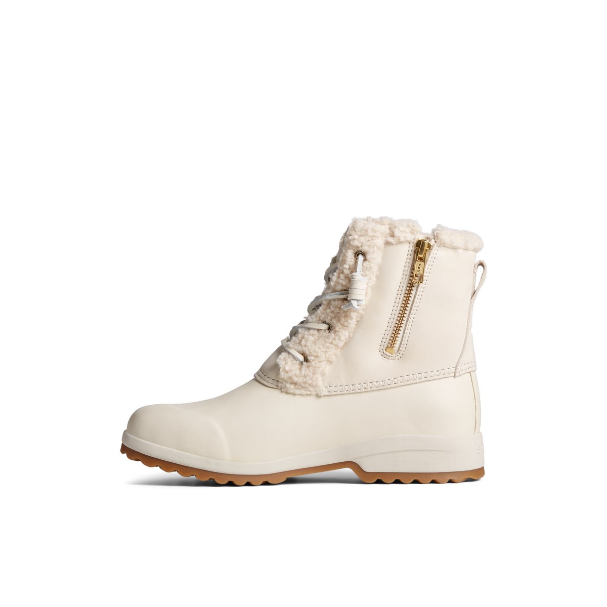 Beige Sperry Maritime Repel Teddy Trim Snow Boot | KUJVYZN-04