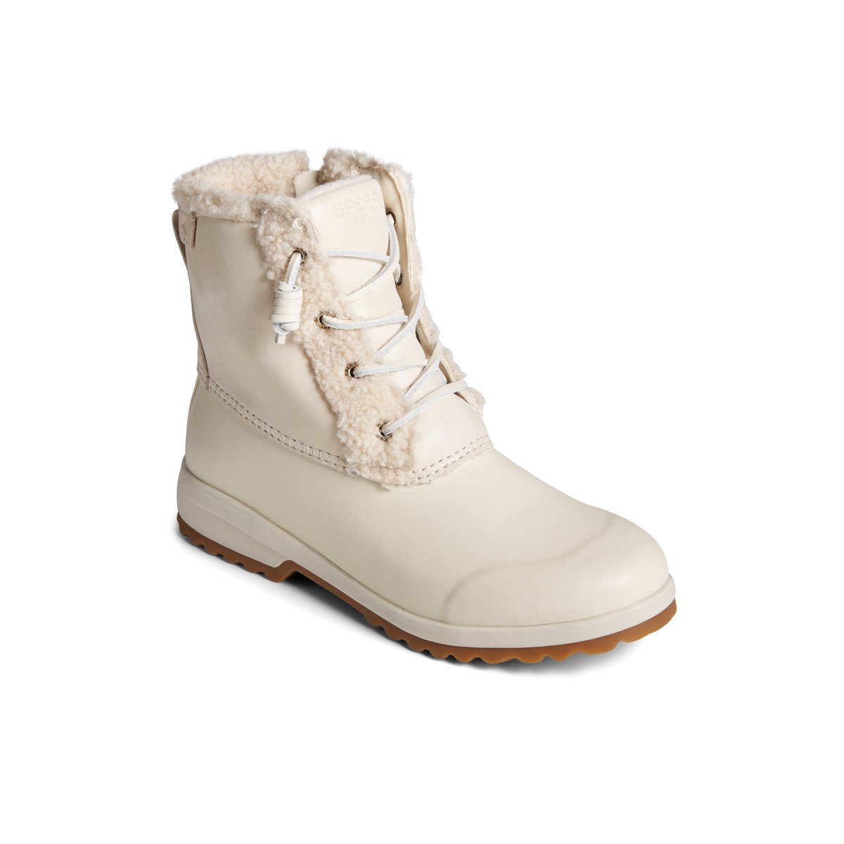 Beige Sperry Maritime Repel Teddy Trim Snow Boot | KUJVYZN-04