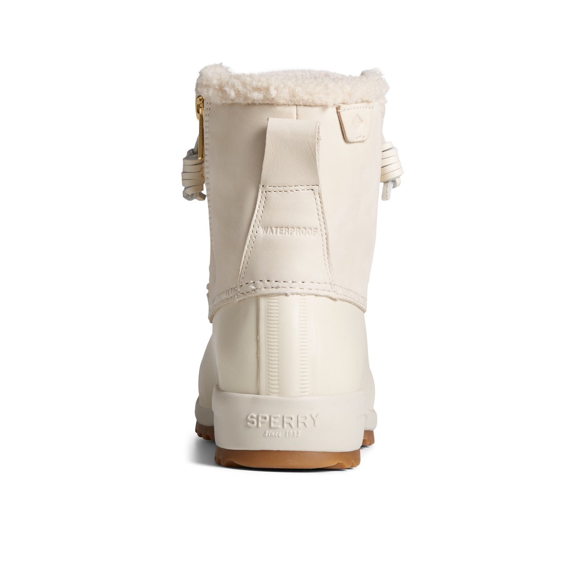 Beige Sperry Maritime Repel Teddy Trim Snow Boot | KUJVYZN-04