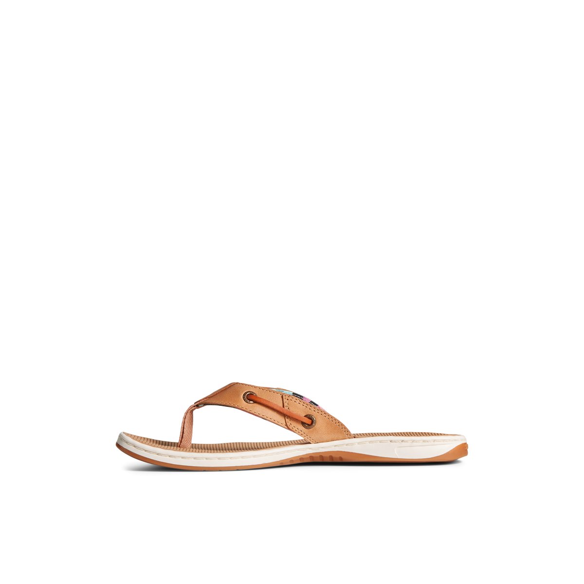 Beige Sperry Seafish Leather Flip Flop | HRDGQUO-10