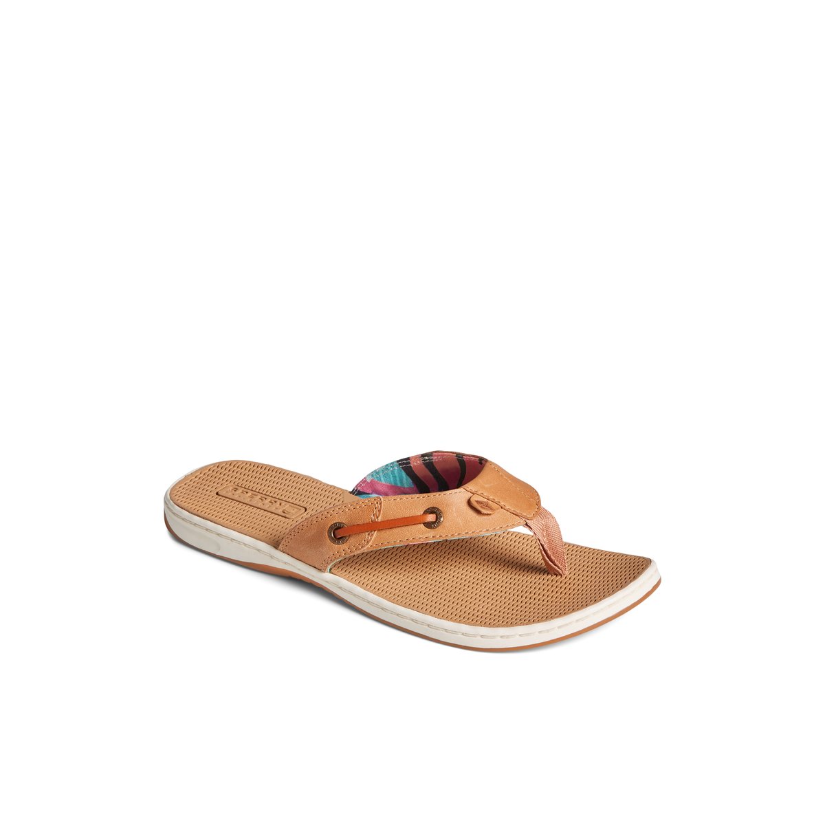 Beige Sperry Seafish Leather Flip Flop | HRDGQUO-10