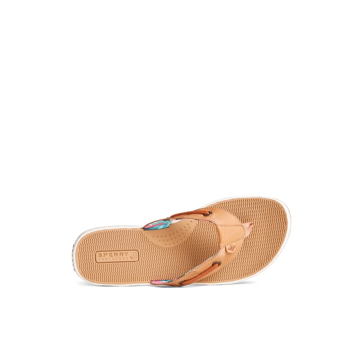 Beige Sperry Seafish Leather Flip Flop | HRDGQUO-10