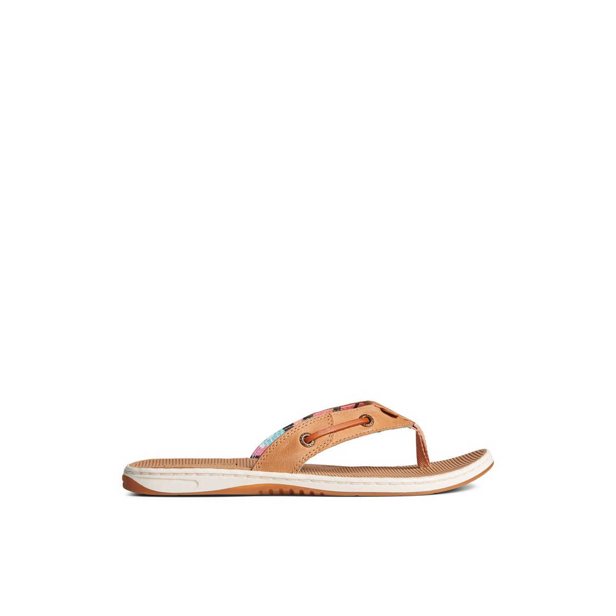 Beige Sperry Seafish Leather Flip Flop | HRDGQUO-10