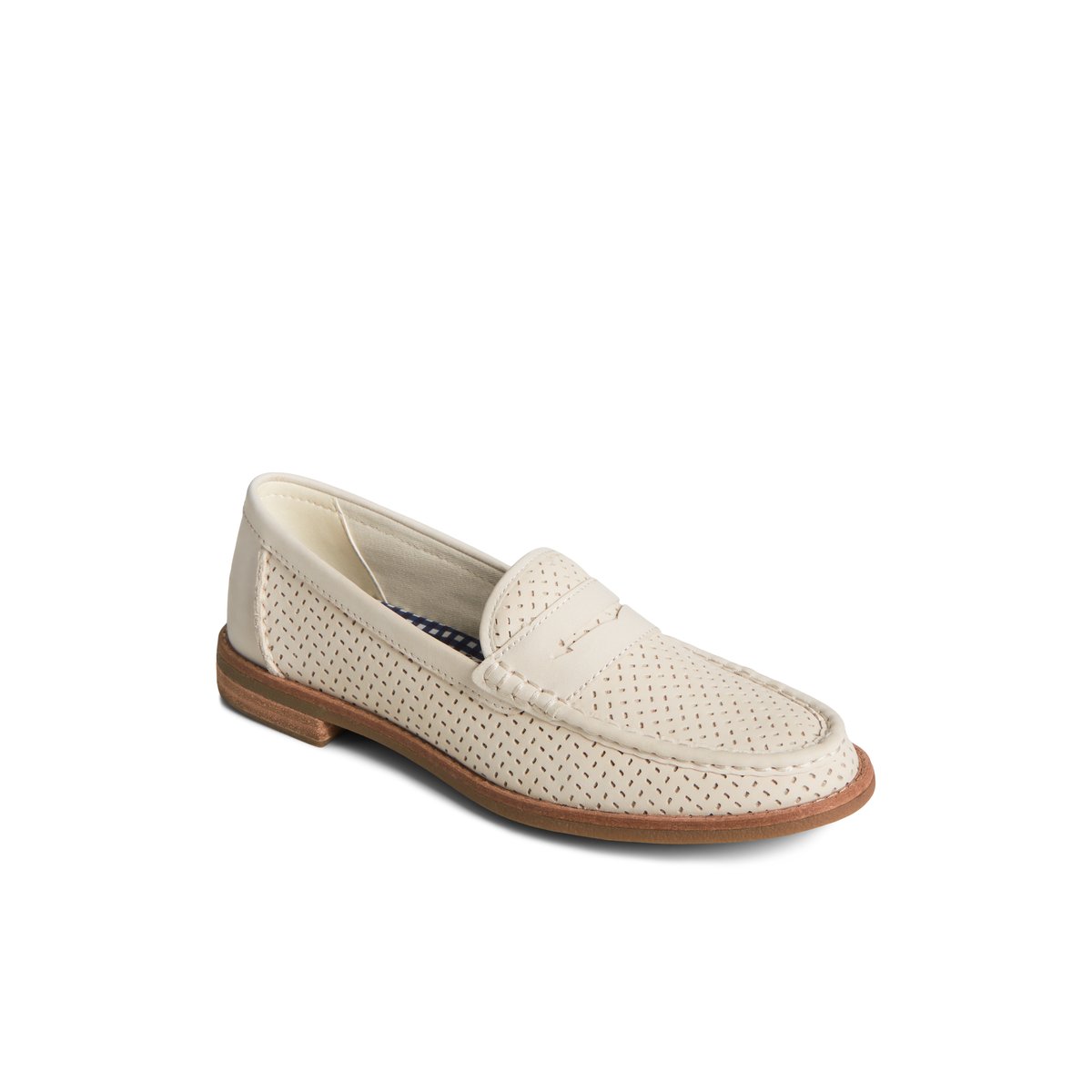 Beige Sperry Seaport Perforated Penny Loafer | RIPYZTW-51