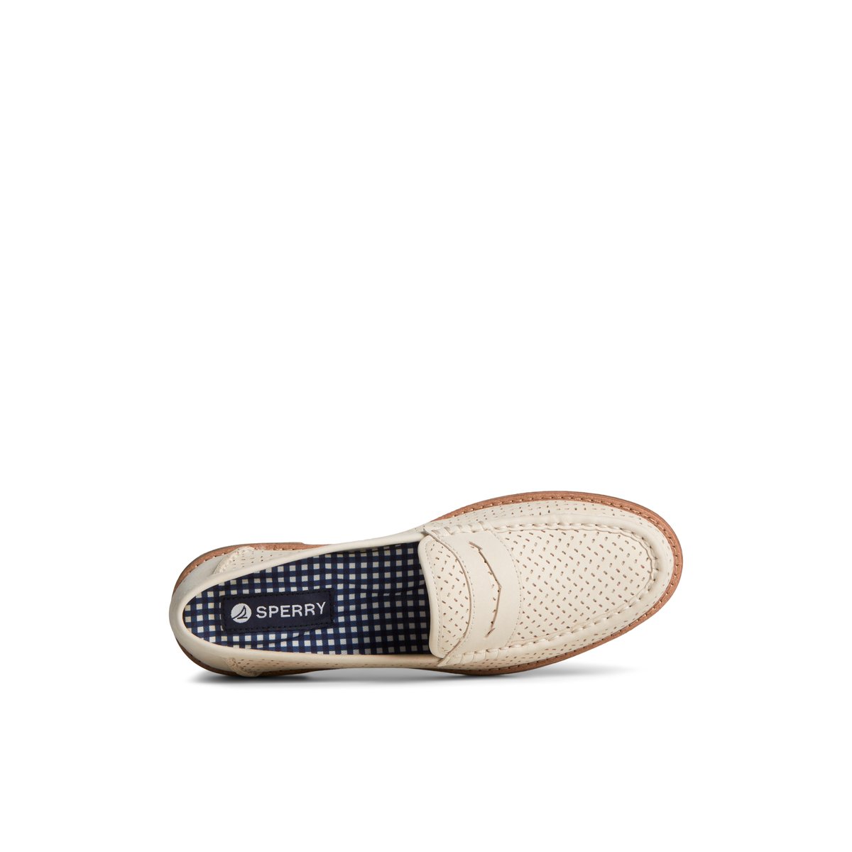 Beige Sperry Seaport Perforated Penny Loafer | RIPYZTW-51