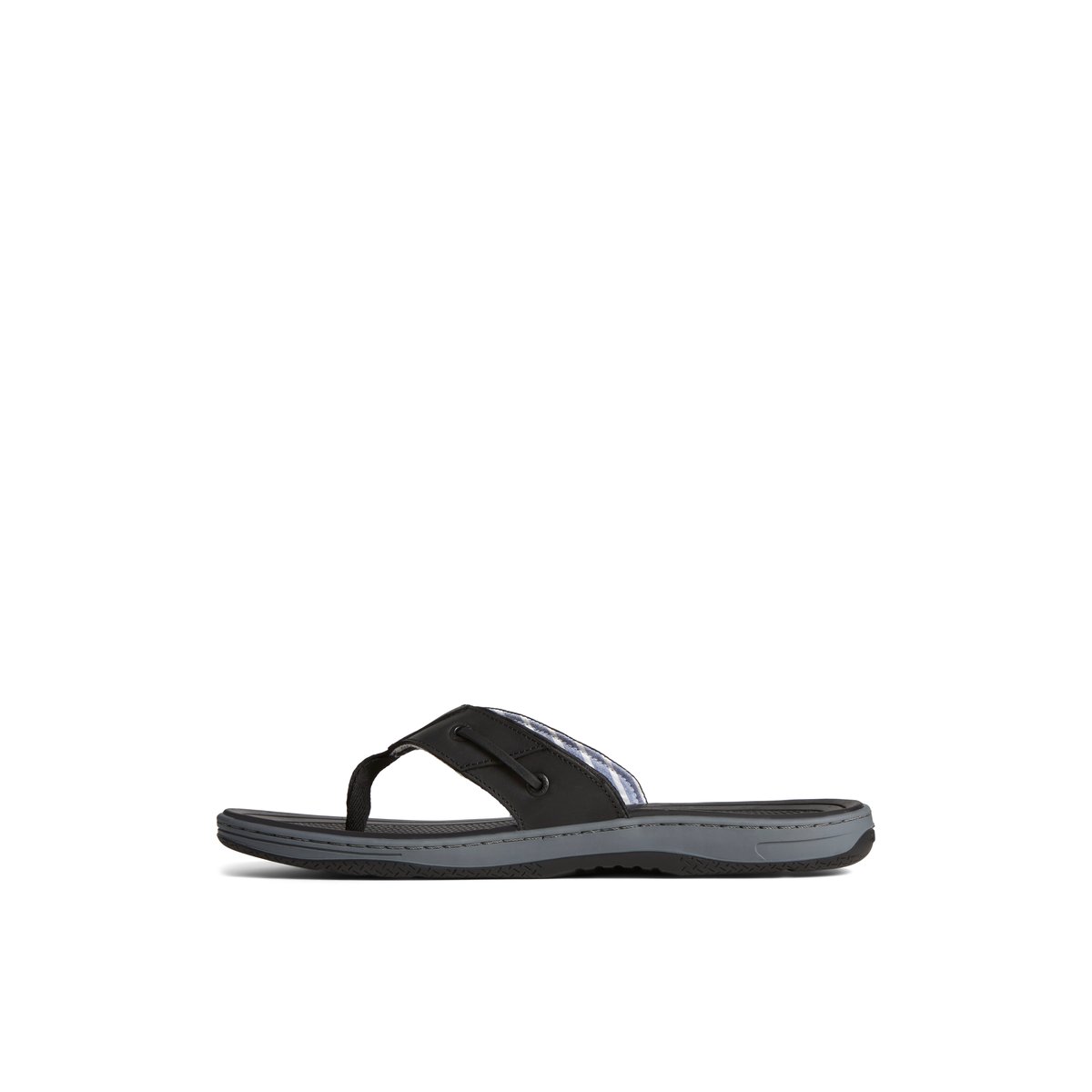 Black Sperry Baitfish Leather Flip Flop | GQPVBSX-02