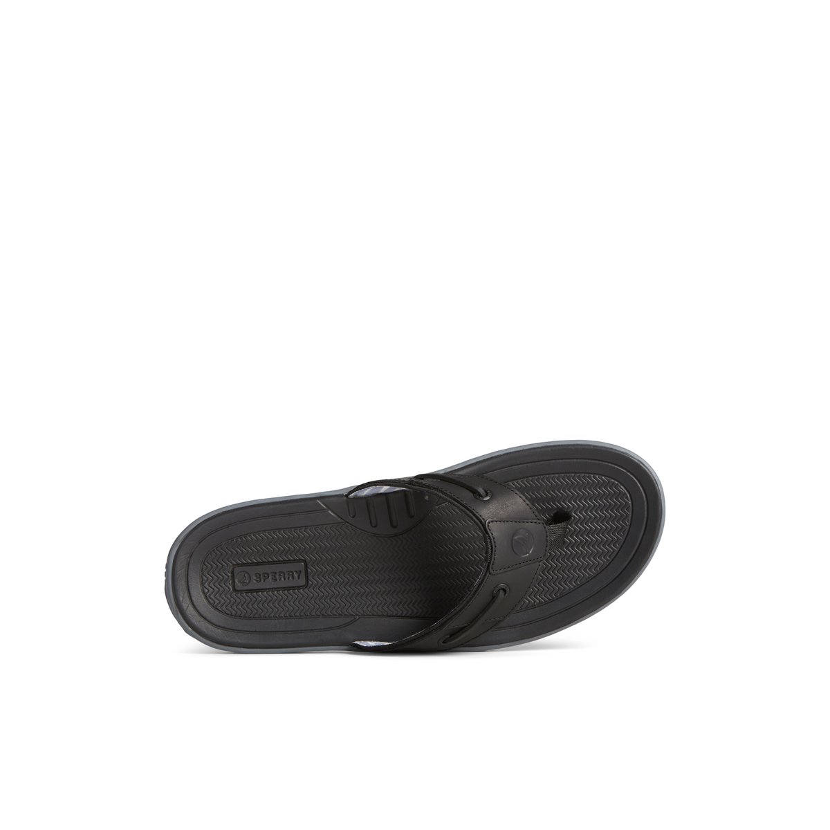 Black Sperry Baitfish Leather Flip Flop | GQPVBSX-02