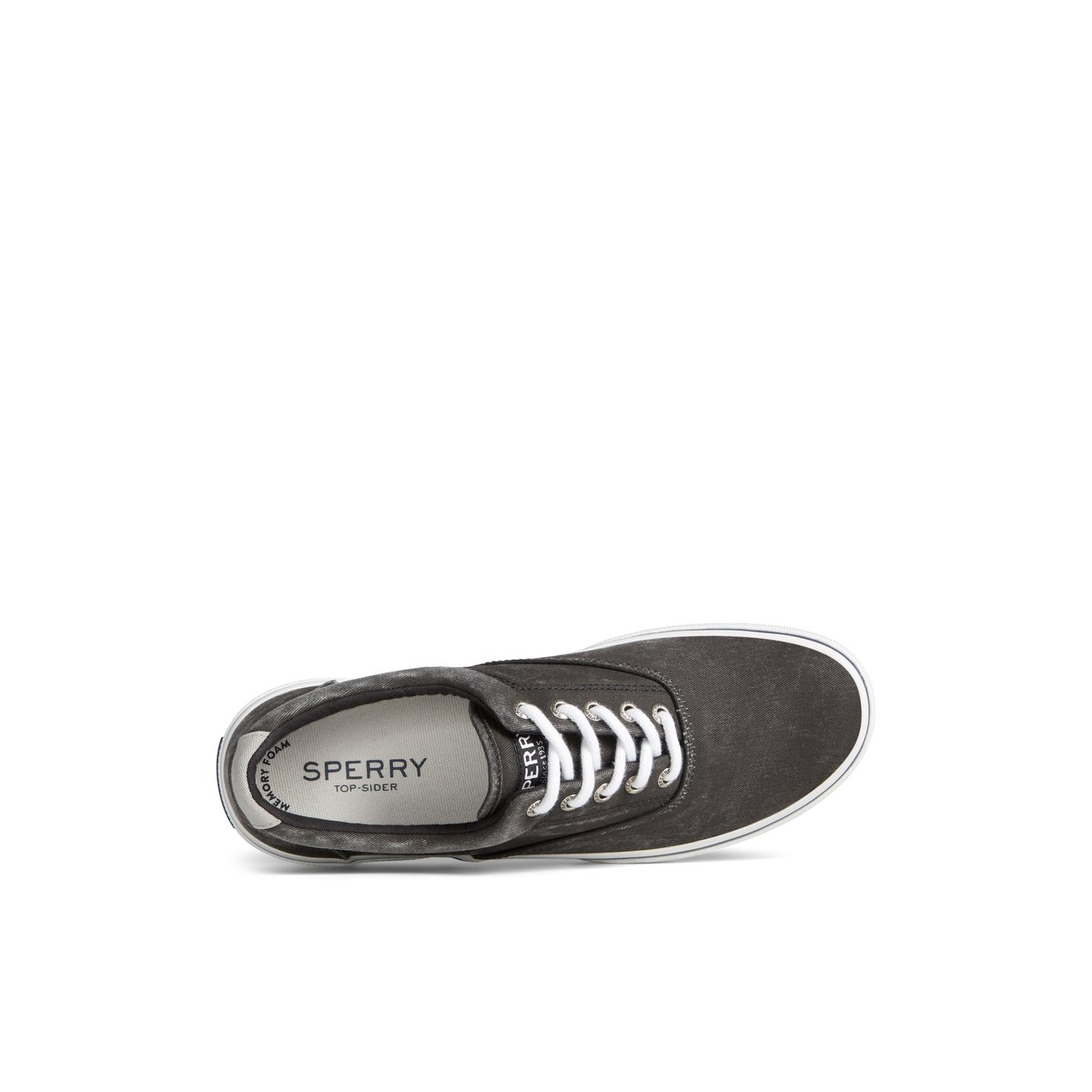 Black Sperry Halyard CVO Salt Washed Sneaker | DWINRSG-57