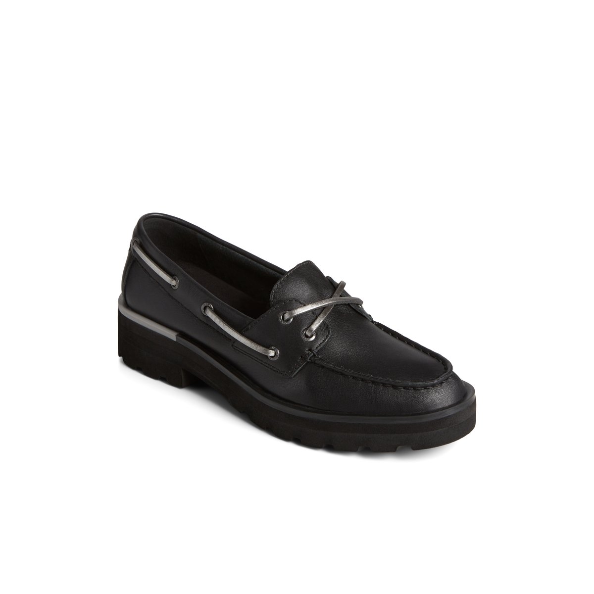 Black Sperry Lug Boat Shoe | OGKCEIR-29