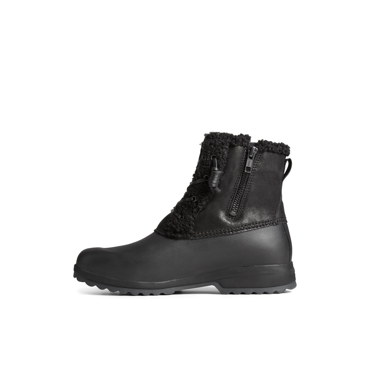 Black Sperry Maritime Repel Teddy Trim Snow Boot | SIBVECM-53