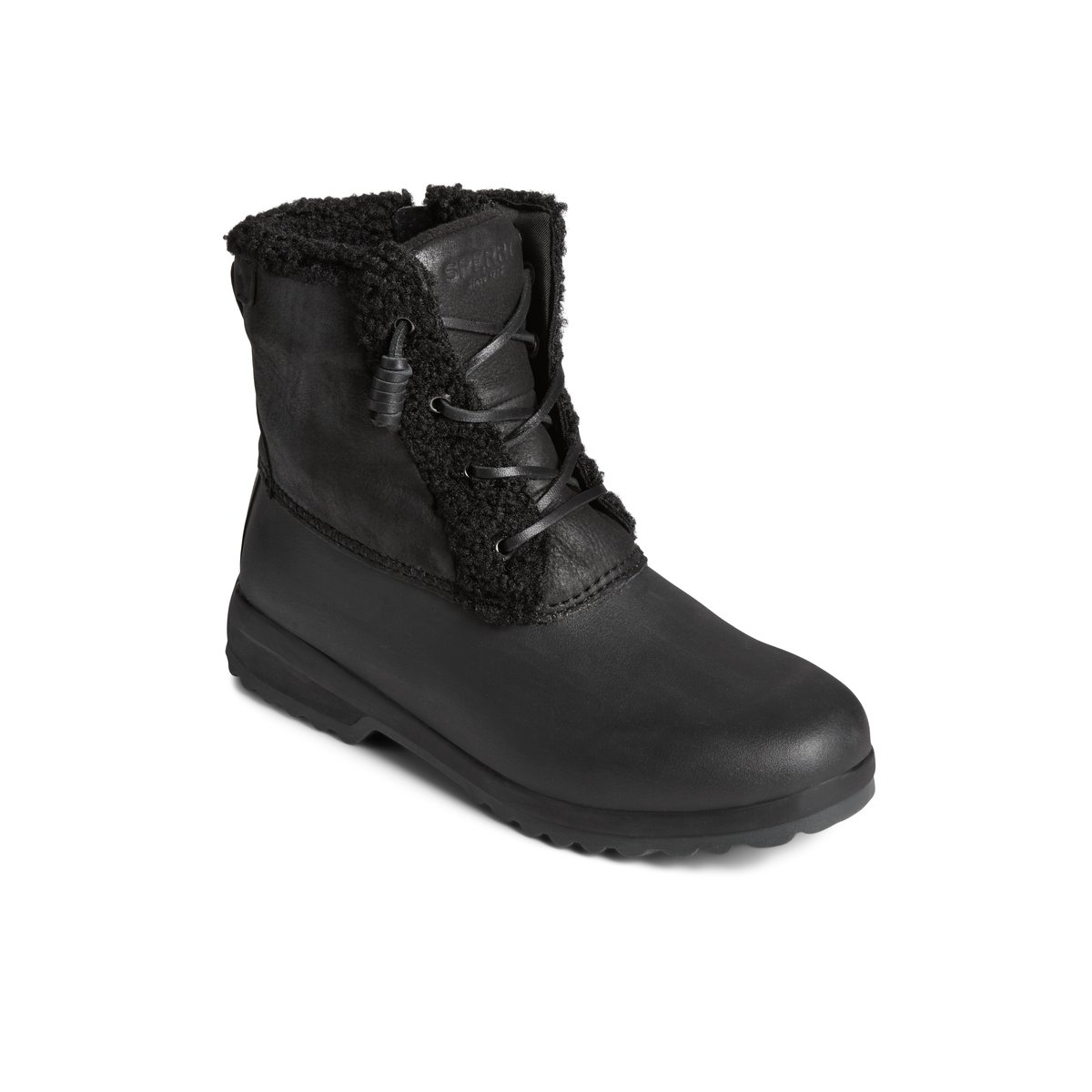 Black Sperry Maritime Repel Teddy Trim Snow Boot | SIBVECM-53