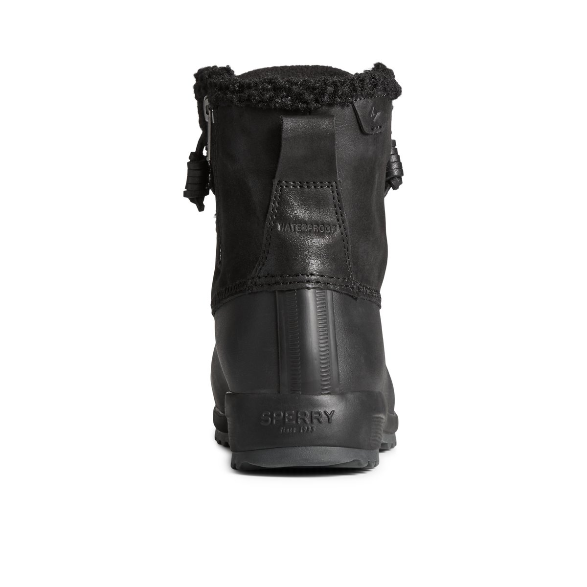 Black Sperry Maritime Repel Teddy Trim Snow Boot | SIBVECM-53