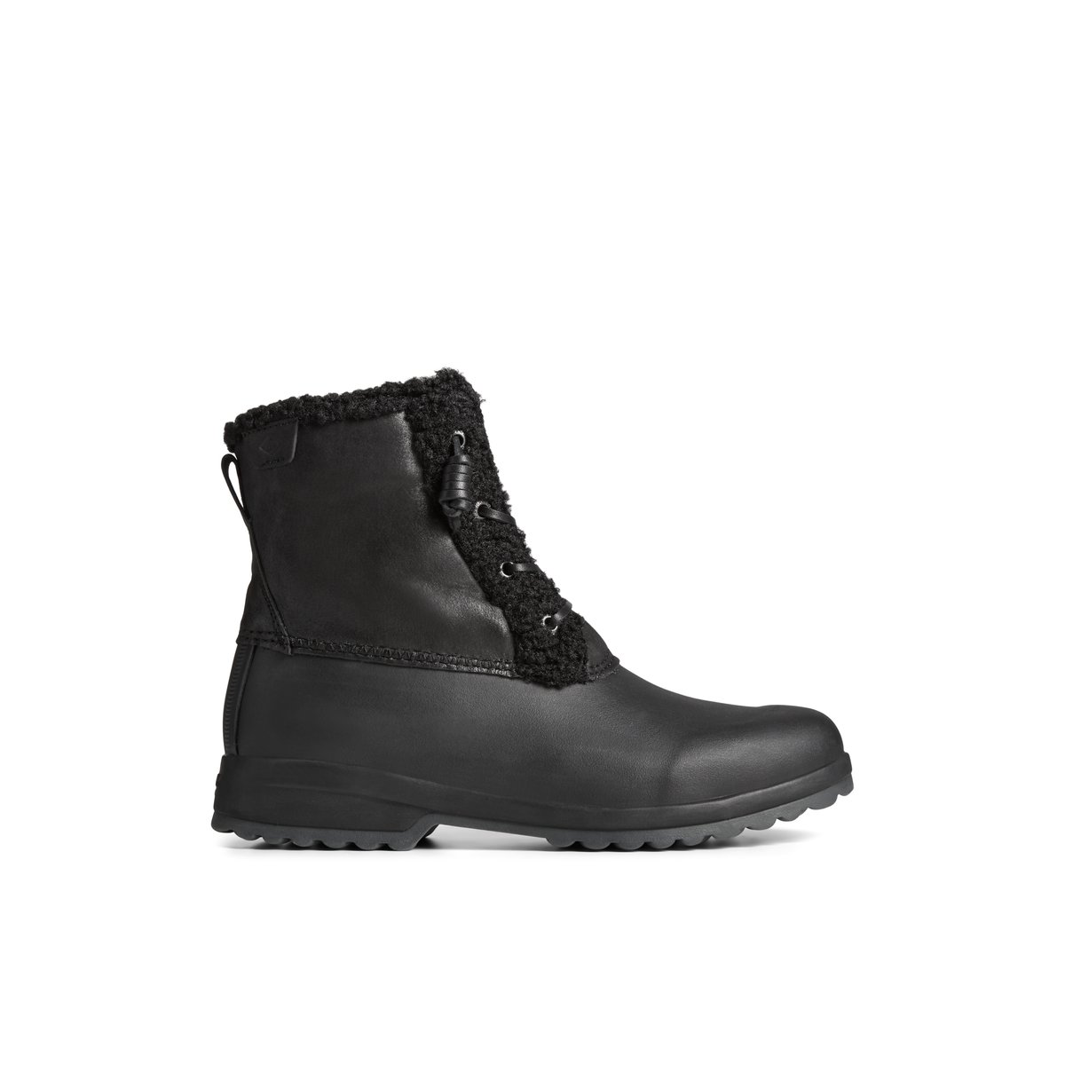 Black Sperry Maritime Repel Teddy Trim Snow Boot | SIBVECM-53