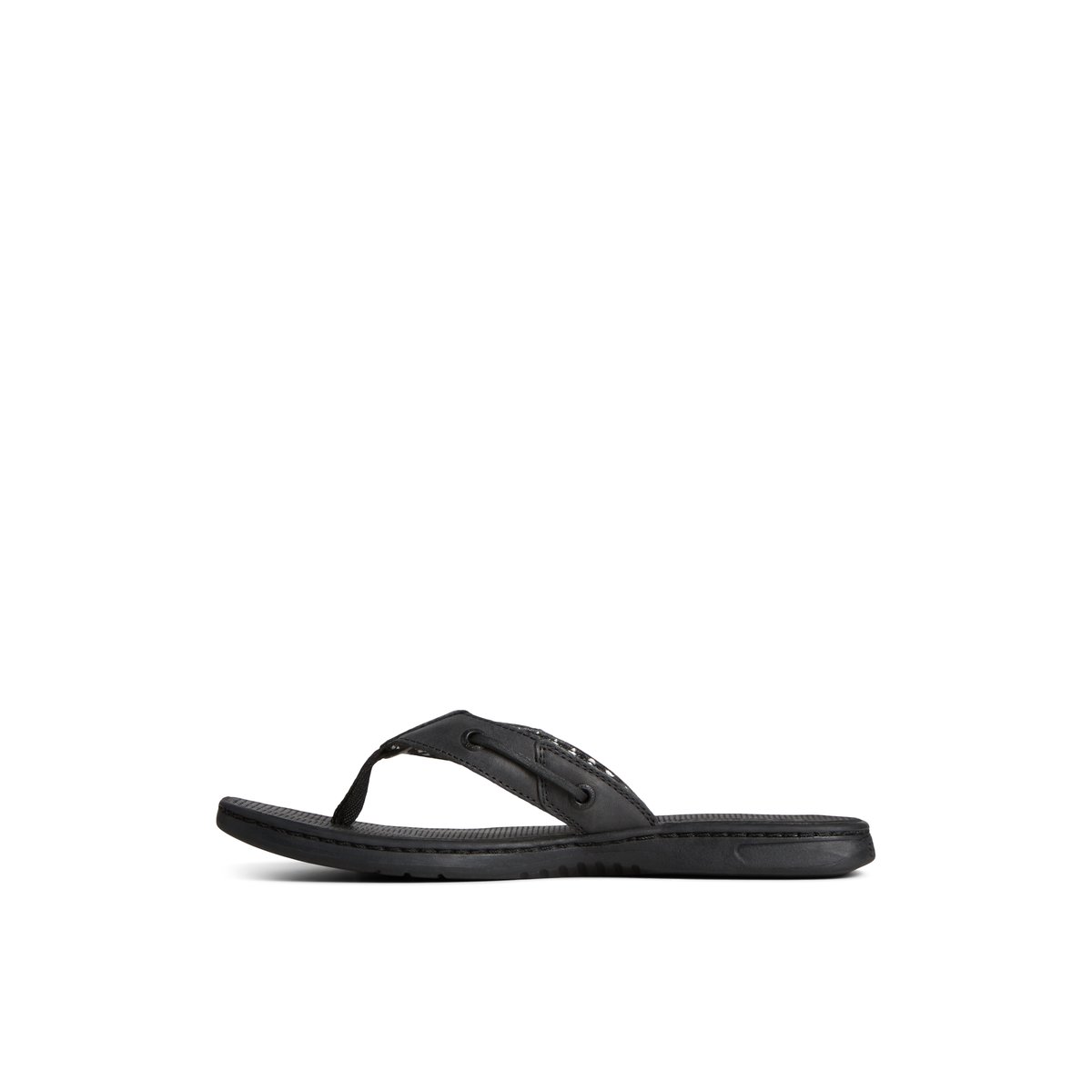 Black Sperry Seafish Leather Flip Flop | AVCWUGX-61