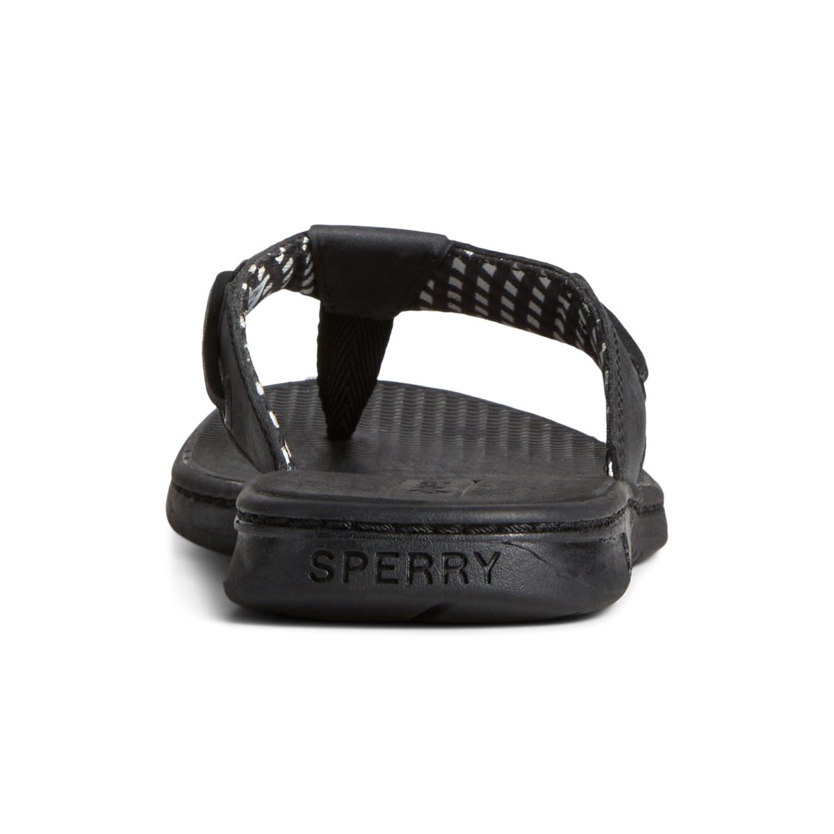 Black Sperry Seafish Leather Flip Flop | AVCWUGX-61