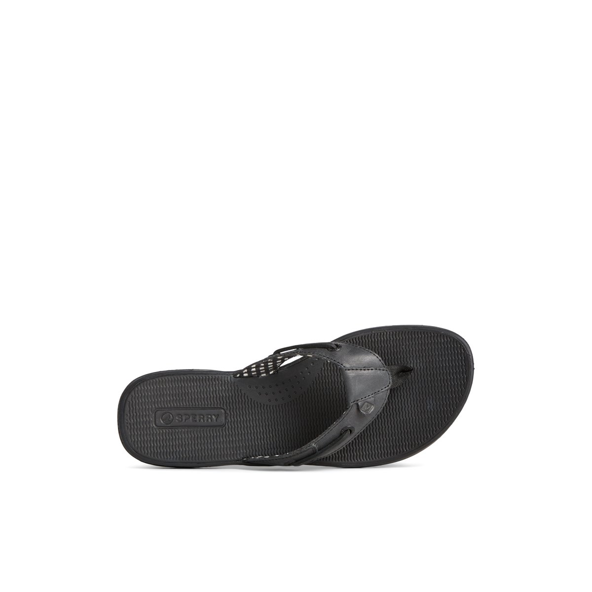 Black Sperry Seafish Leather Flip Flop | AVCWUGX-61