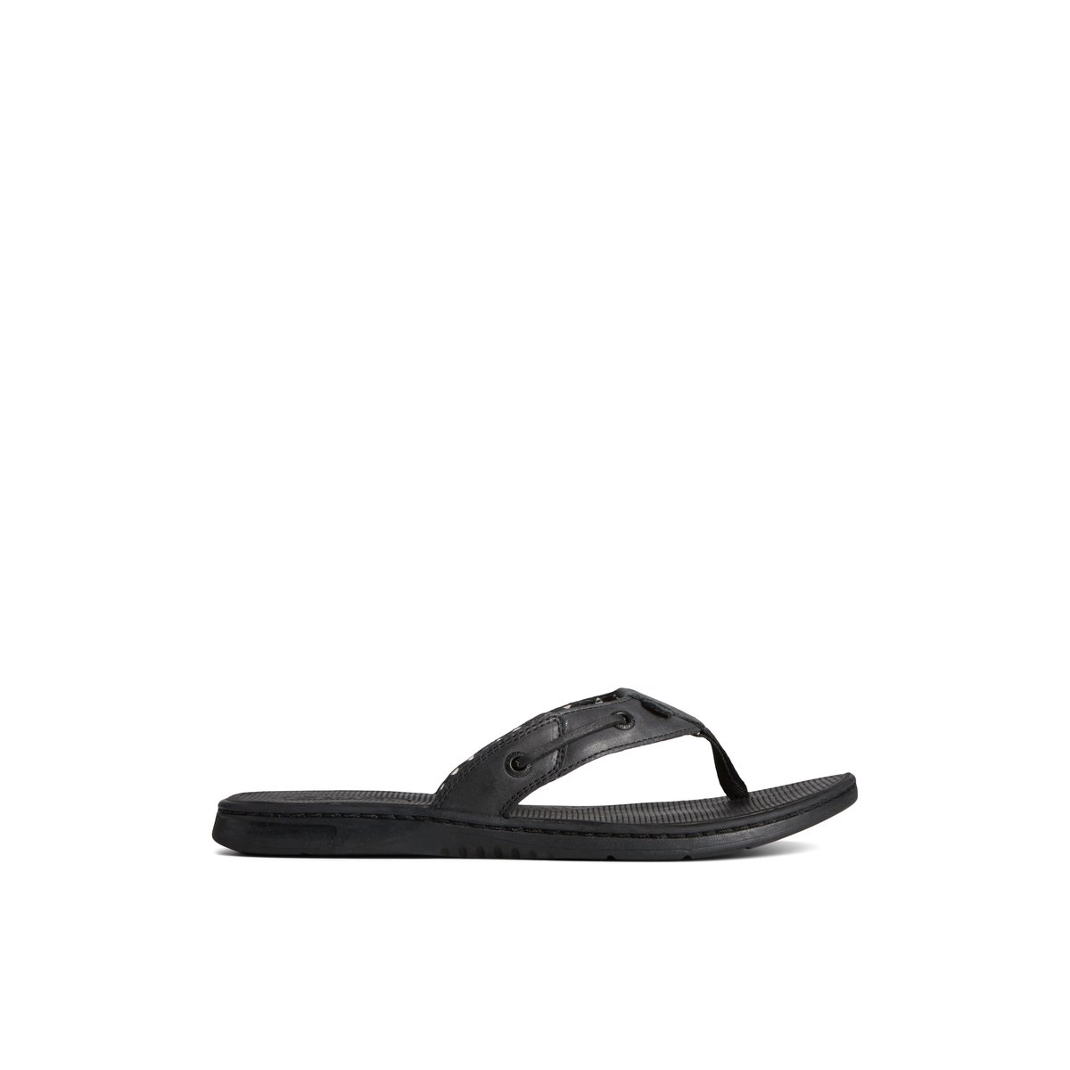 Black Sperry Seafish Leather Flip Flop | AVCWUGX-61