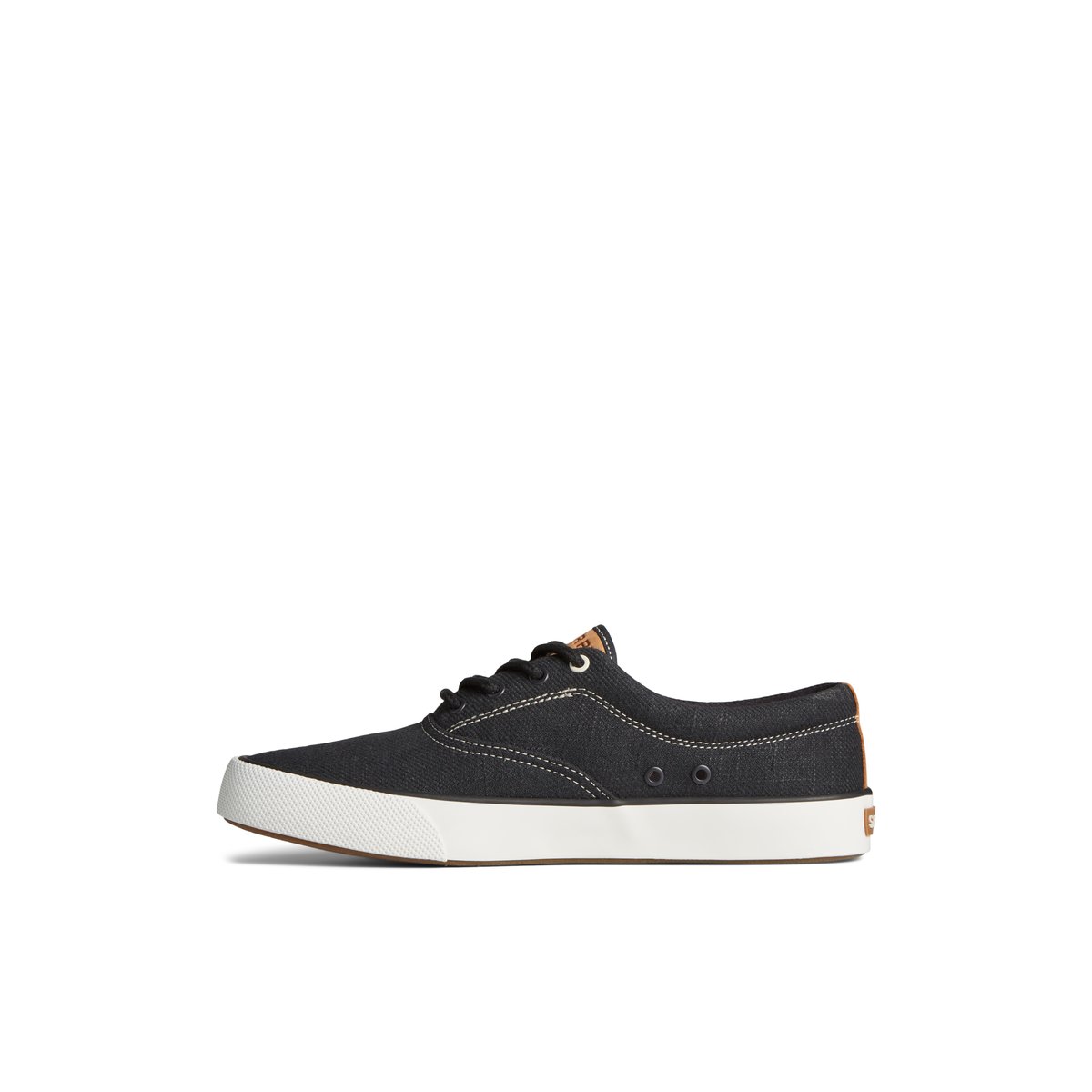 Black Sperry Striper II Slub Linen Sneaker | ZEUDGFH-03