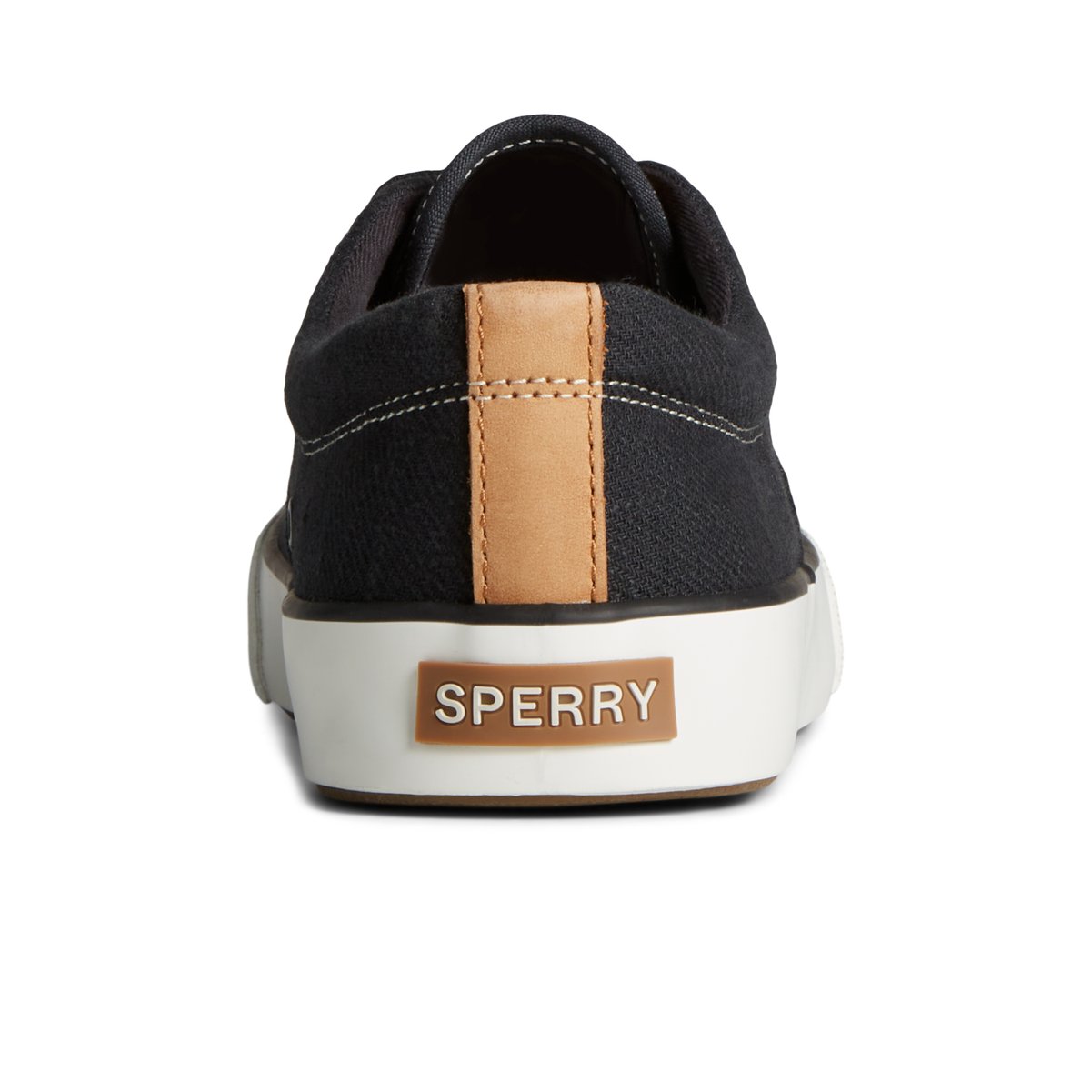 Black Sperry Striper II Slub Linen Sneaker | ZEUDGFH-03