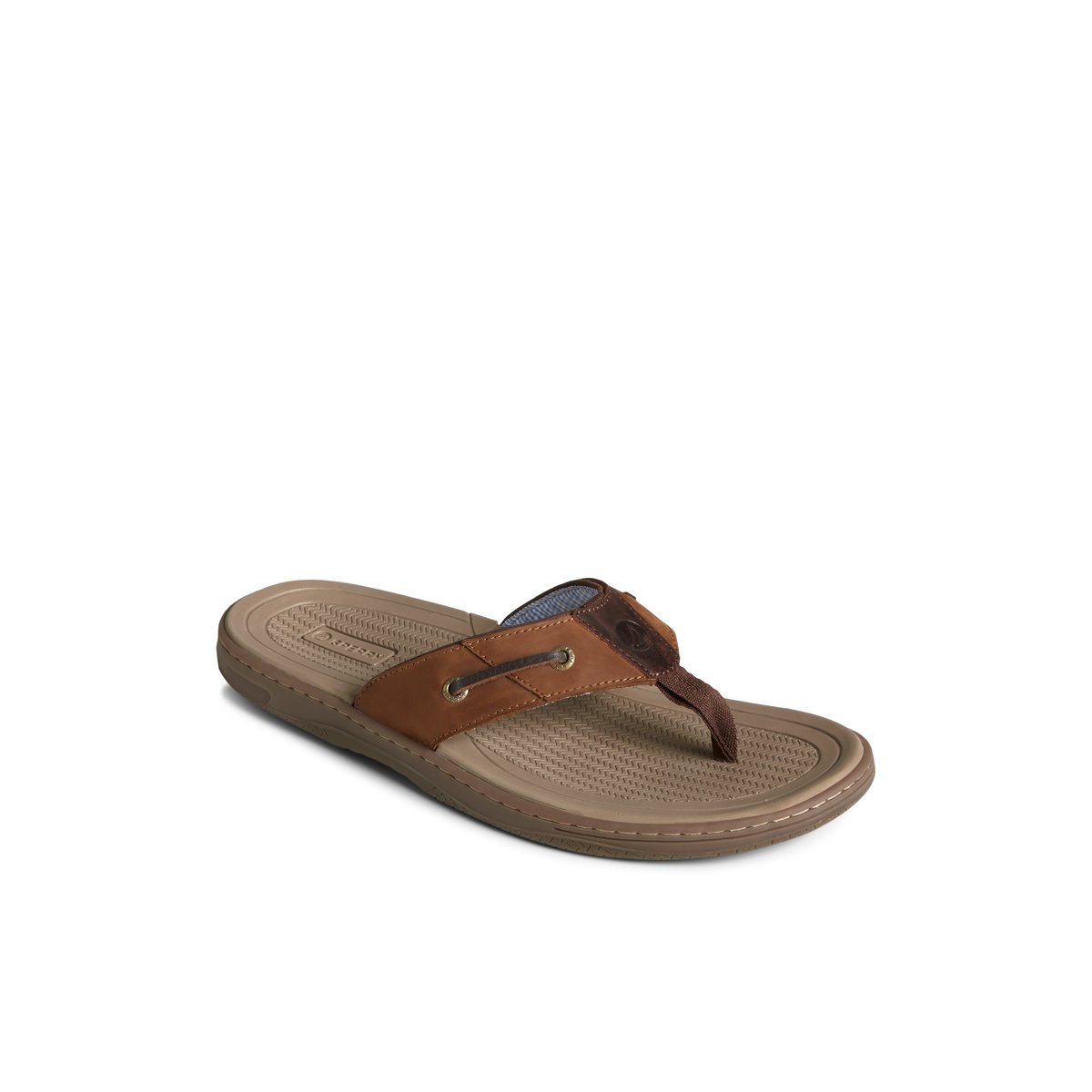 Brown Sperry Baitfish Leather Flip Flop | UDOLHAB-41