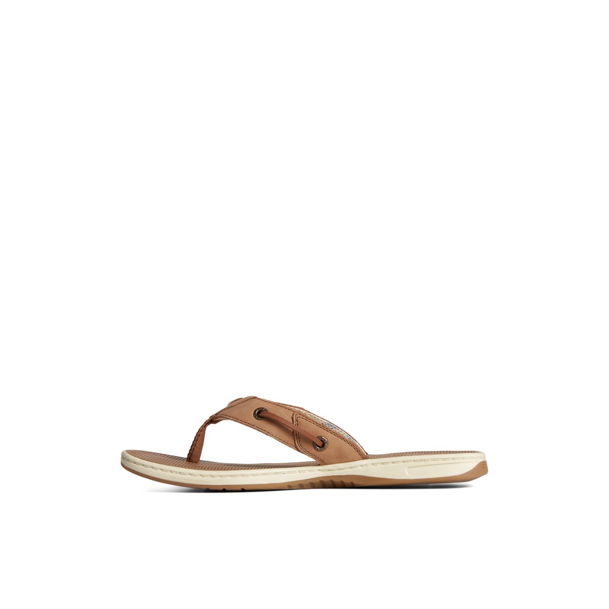 Dark Beige Sperry Seafish Leather Flip Flop | HZBSNQX-74