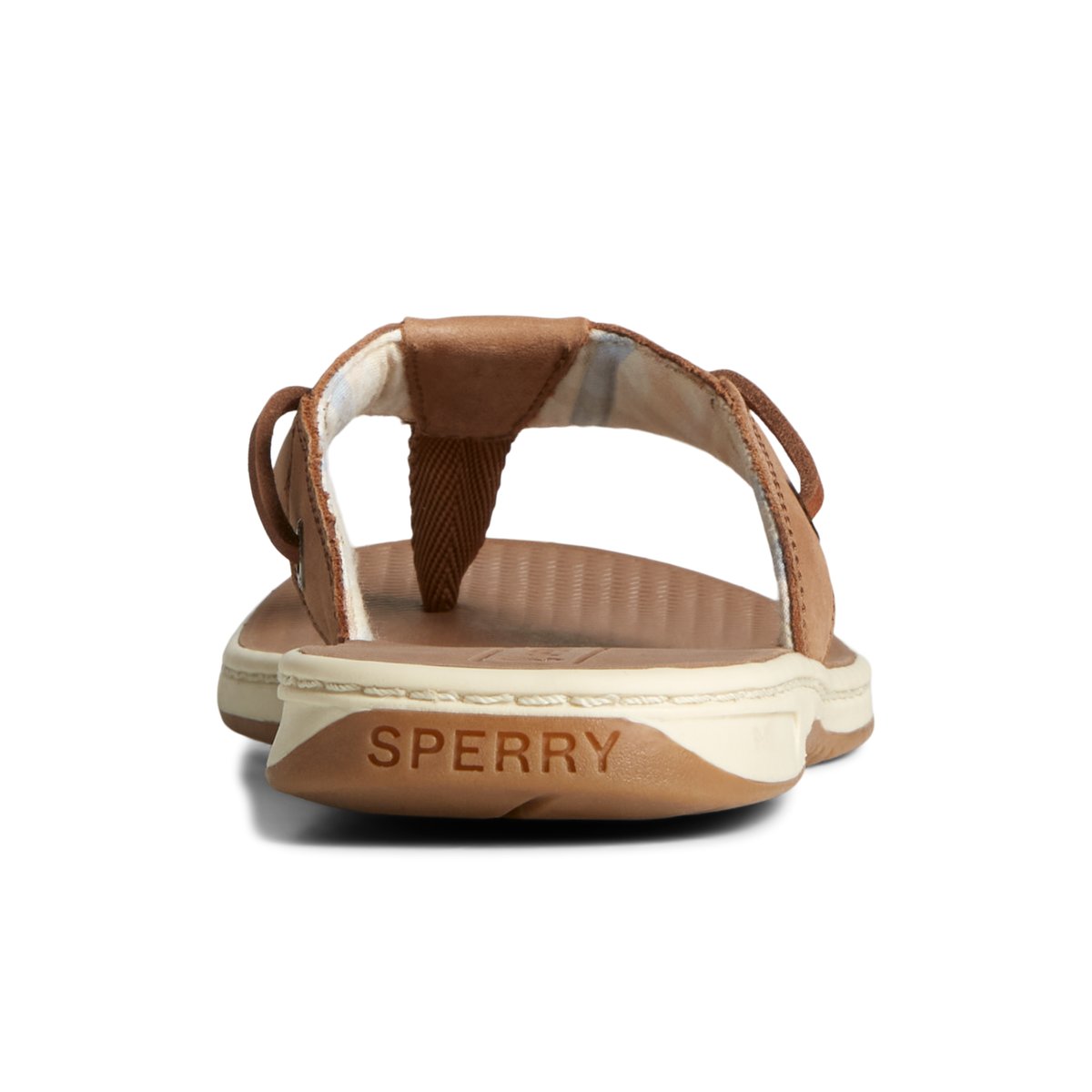 Dark Beige Sperry Seafish Leather Flip Flop | HZBSNQX-74