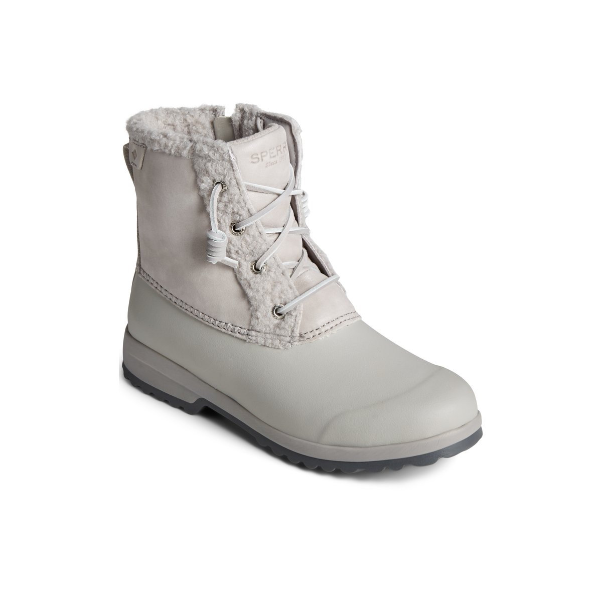 Grey Sperry Maritime Repel Teddy Trim Snow Boot | QMWPHNZ-74