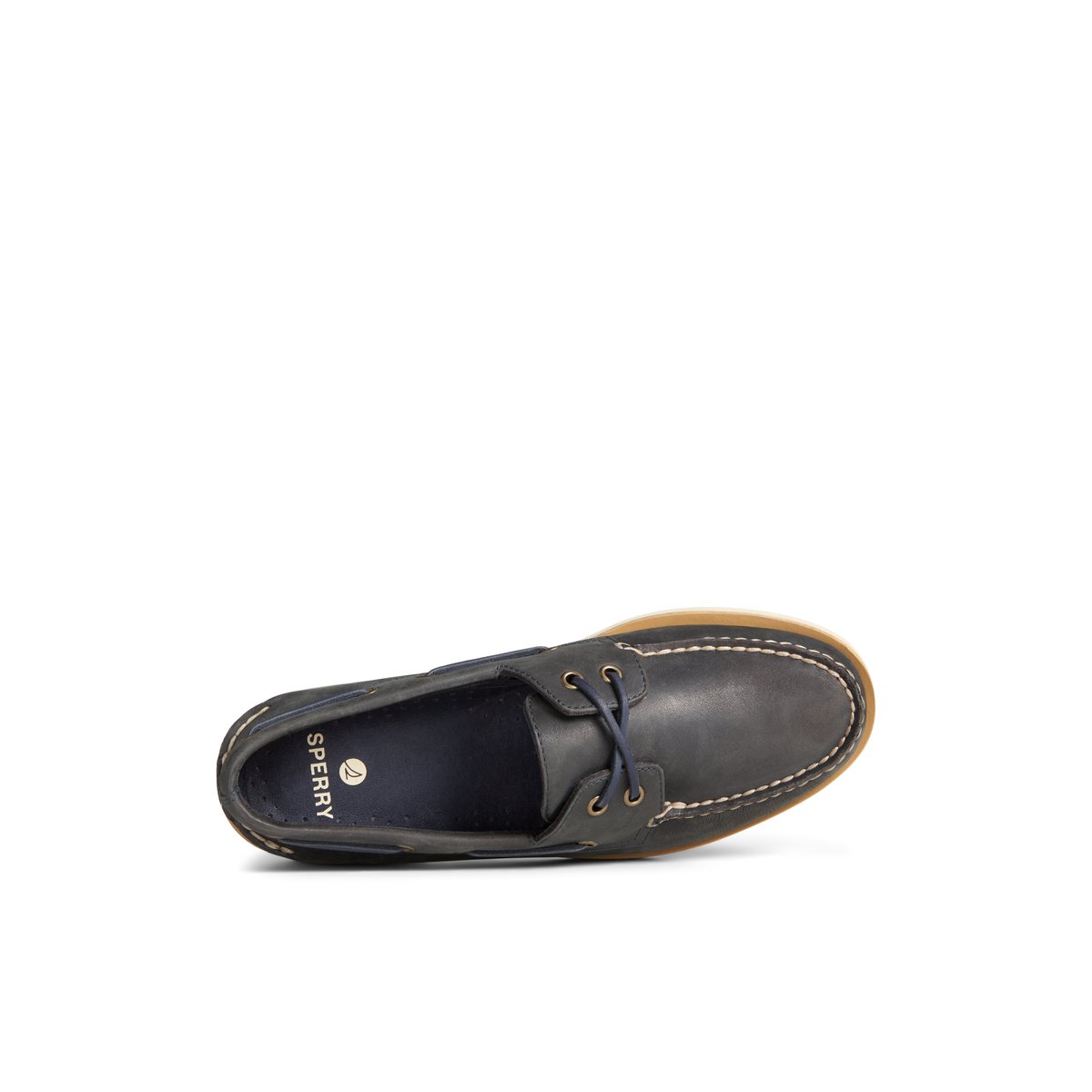 Navy Sperry Authentic Original Double Sole Cross Lace Boat Shoe | IHAUFWV-34