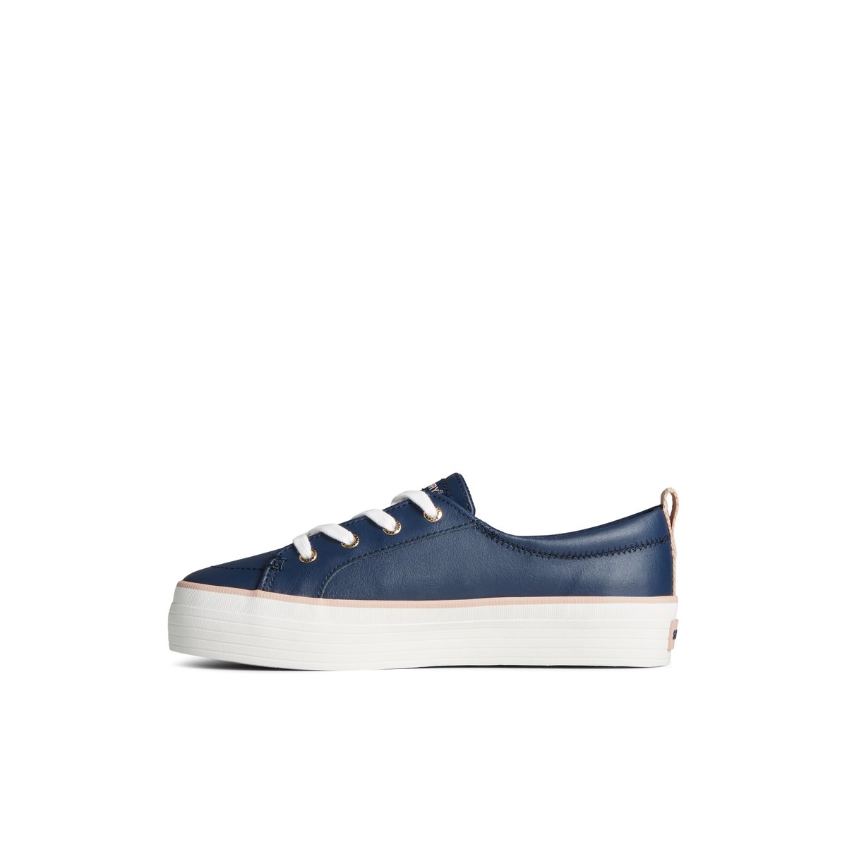 Navy Sperry Crest Vibe Leather Platform Sneaker | TERHVWX-75