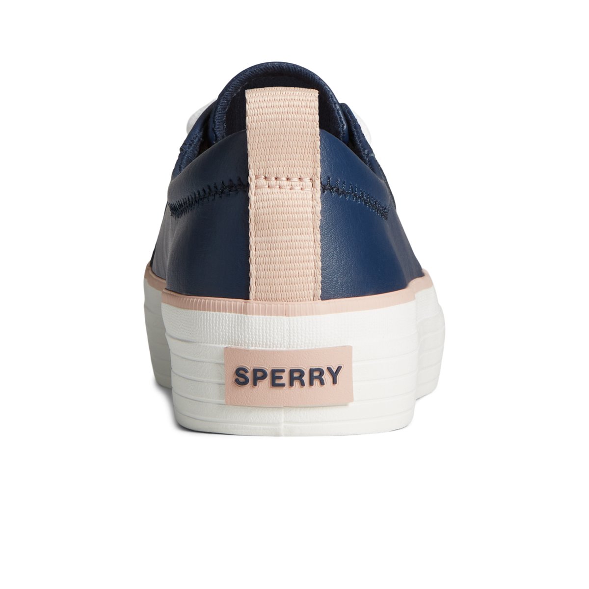 Navy Sperry Crest Vibe Leather Platform Sneaker | TERHVWX-75