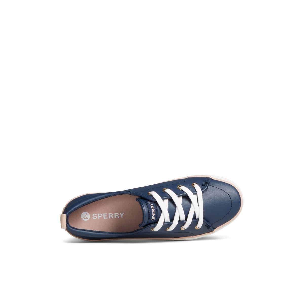 Navy Sperry Crest Vibe Leather Platform Sneaker | TERHVWX-75