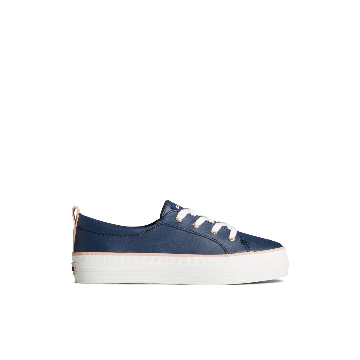 Navy Sperry Crest Vibe Leather Platform Sneaker | TERHVWX-75