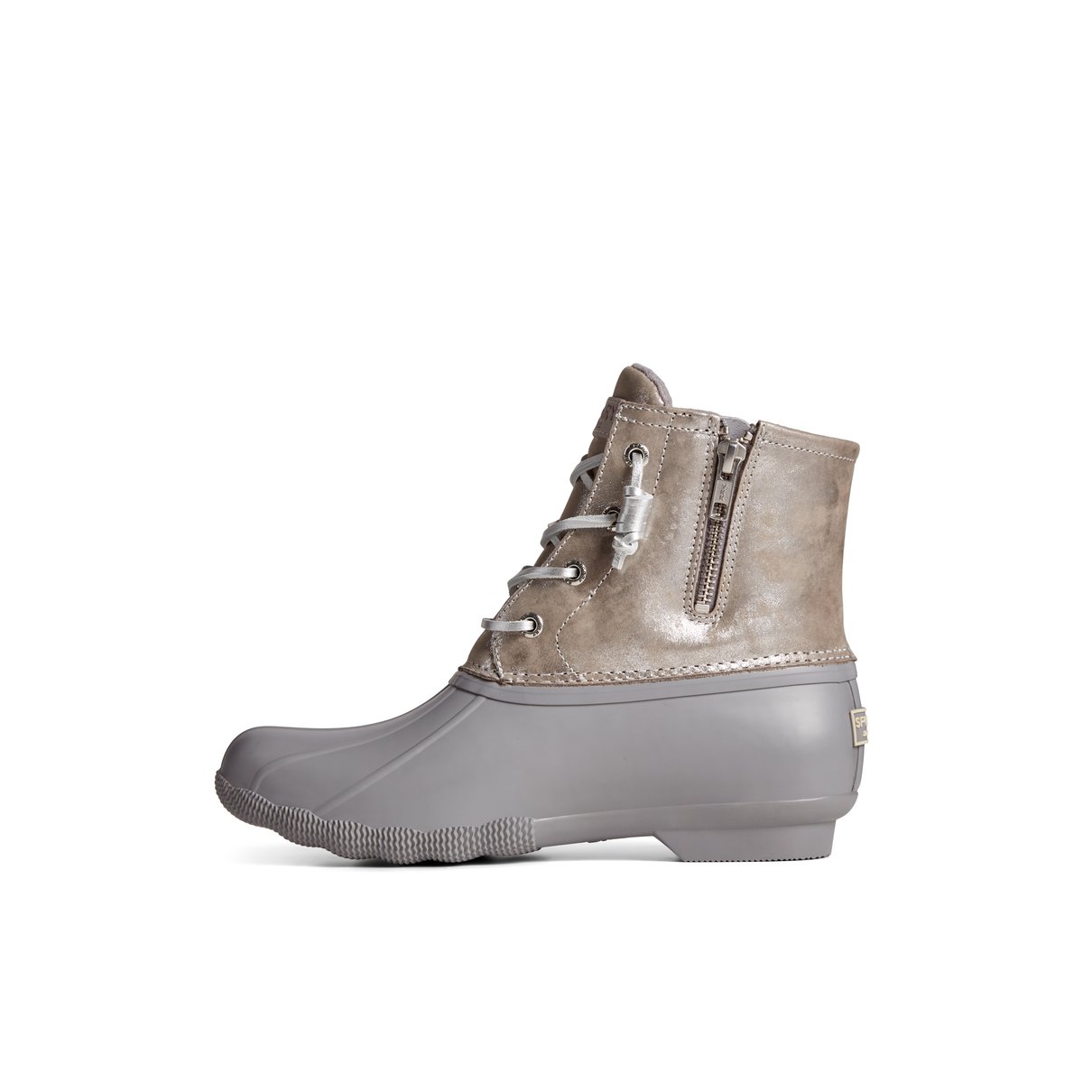 Silver Sperry Saltwater Metallic Leather Duck Boot | BTJCQMF-57