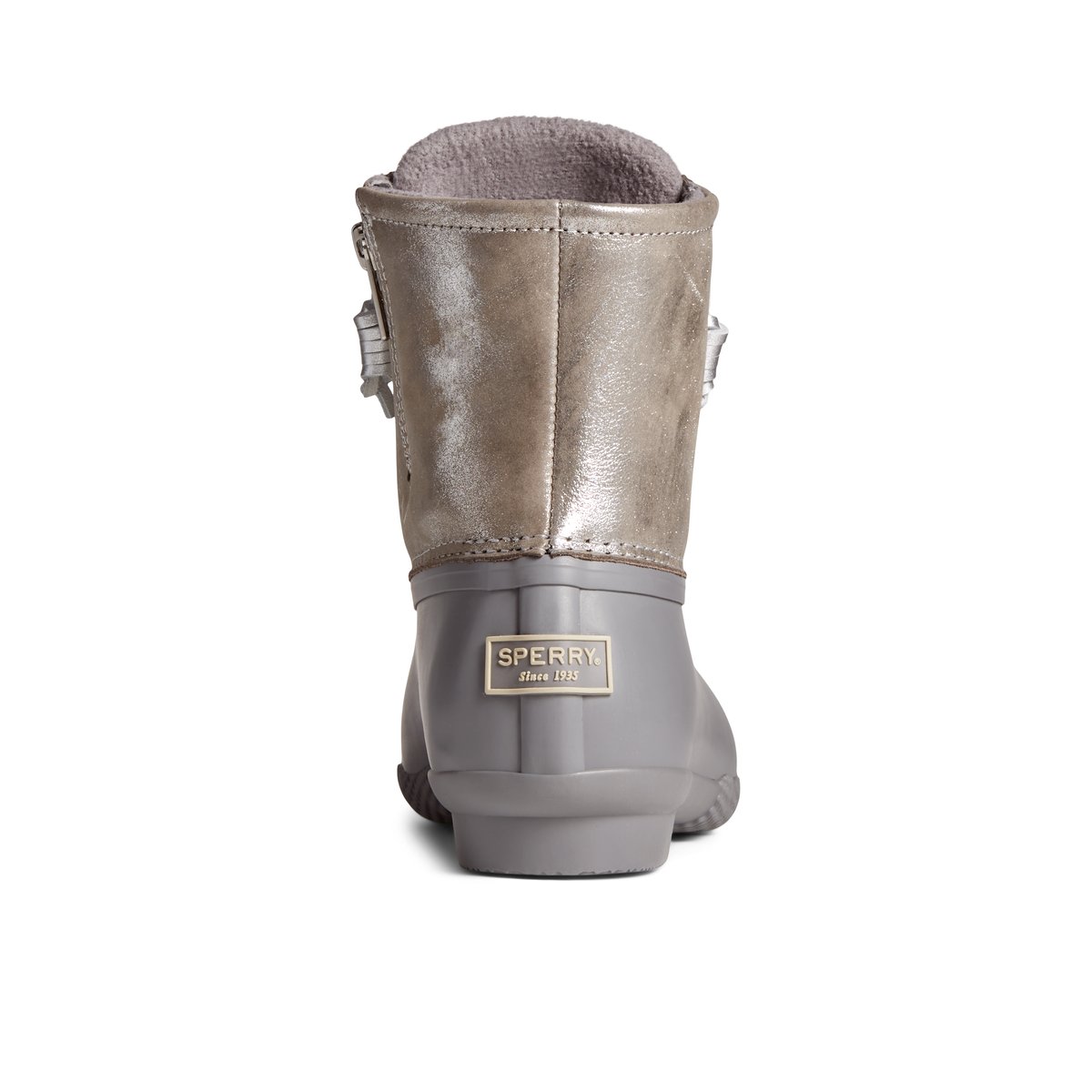 Silver Sperry Saltwater Metallic Leather Duck Boot | BTJCQMF-57