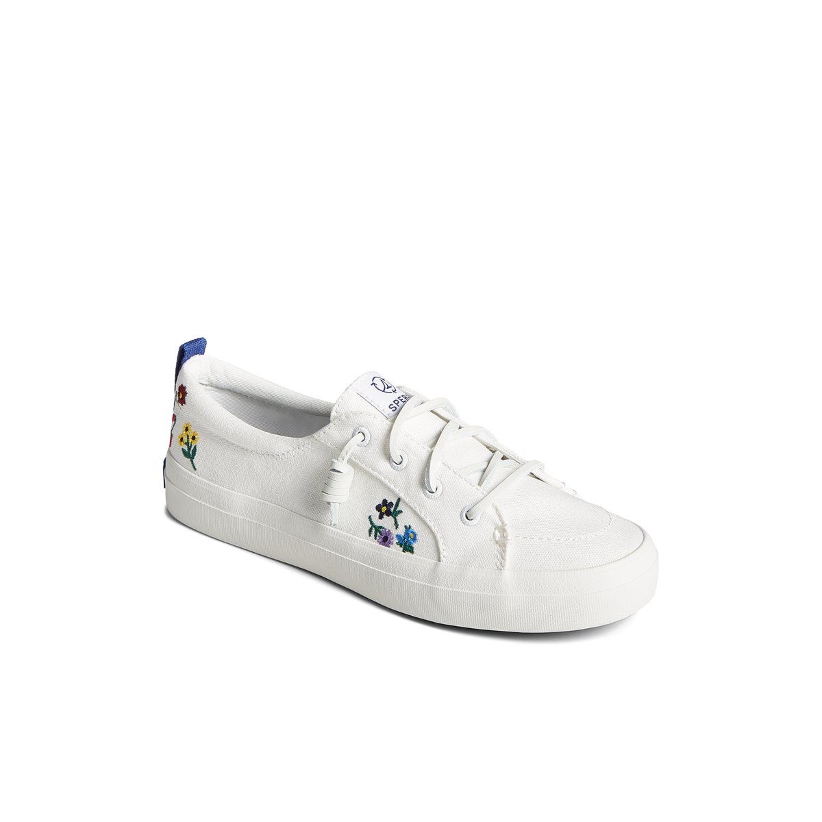 White Sperry Crest Vibe Floral Sneaker | ULEVRCX-40