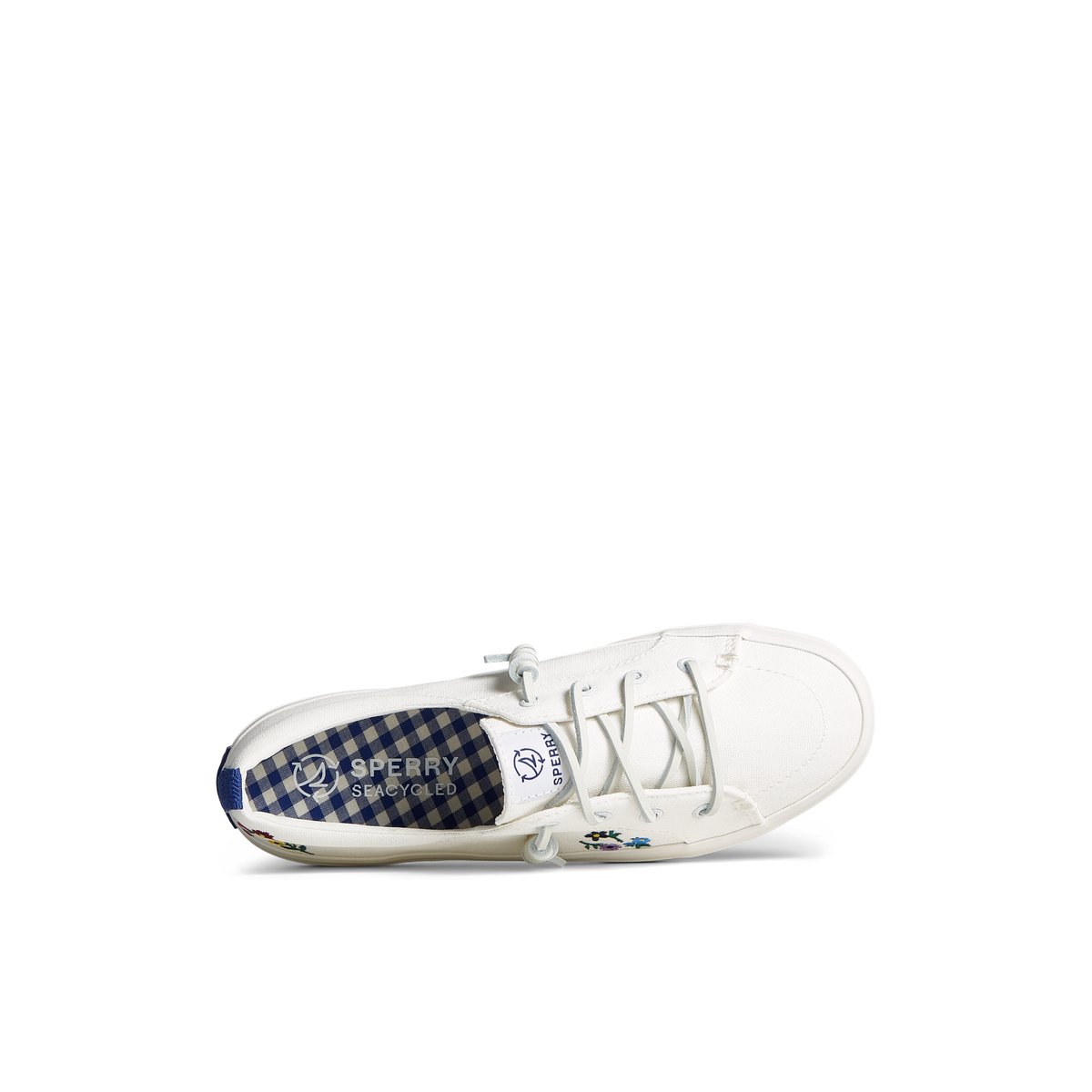 White Sperry Crest Vibe Floral Sneaker | ULEVRCX-40