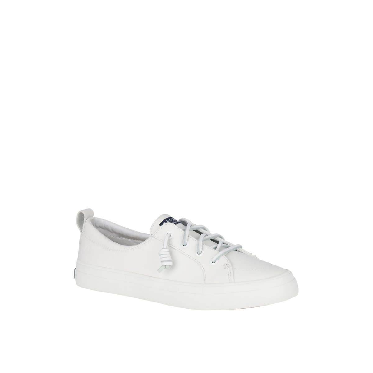 White Sperry Crest Vibe Leather Sneaker | ZIFMKCQ-06