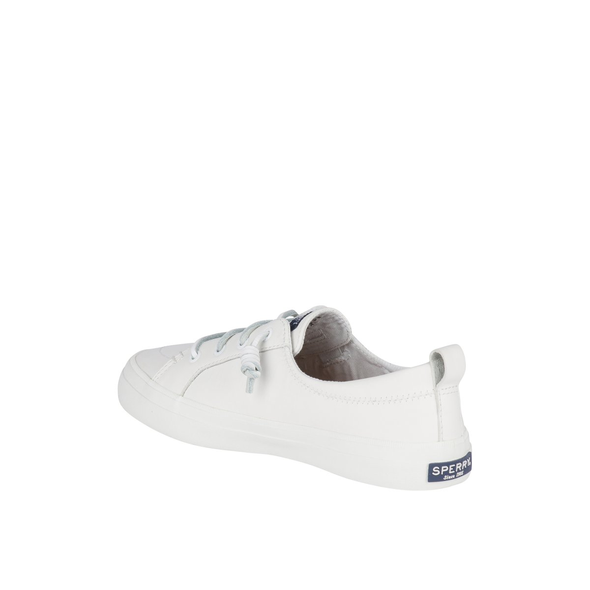 White Sperry Crest Vibe Leather Sneaker | ZIFMKCQ-06