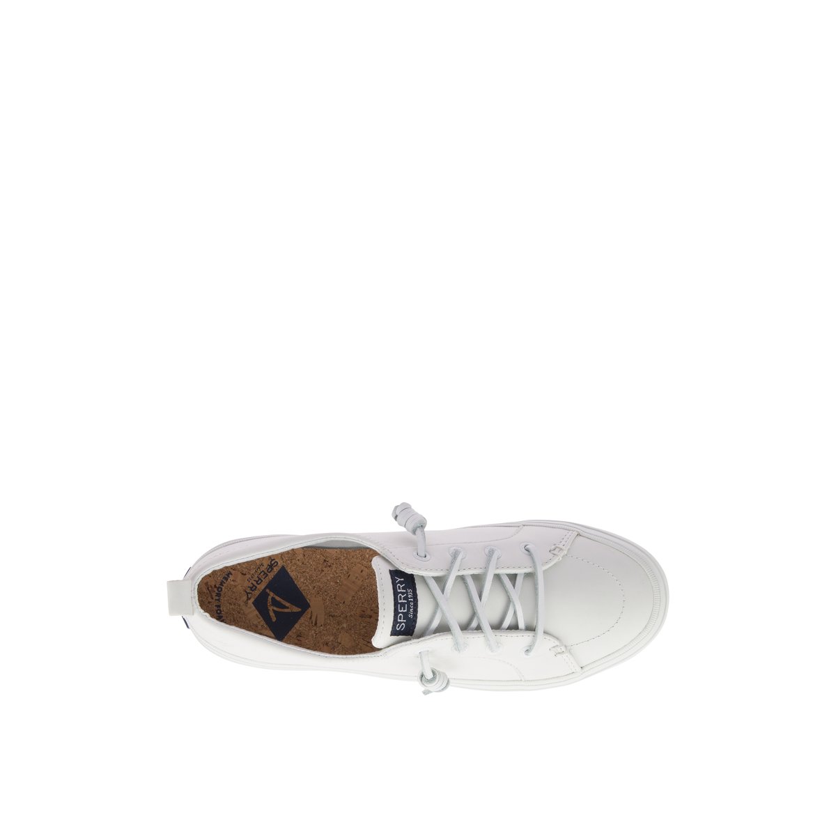 White Sperry Crest Vibe Leather Sneaker | ZIFMKCQ-06