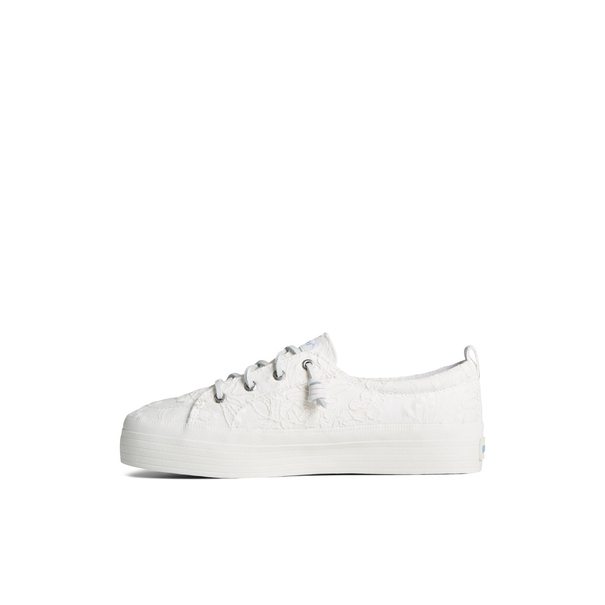 White Sperry Crest Vibe Platform Lace Platform Sneaker | VRHOXPU-94