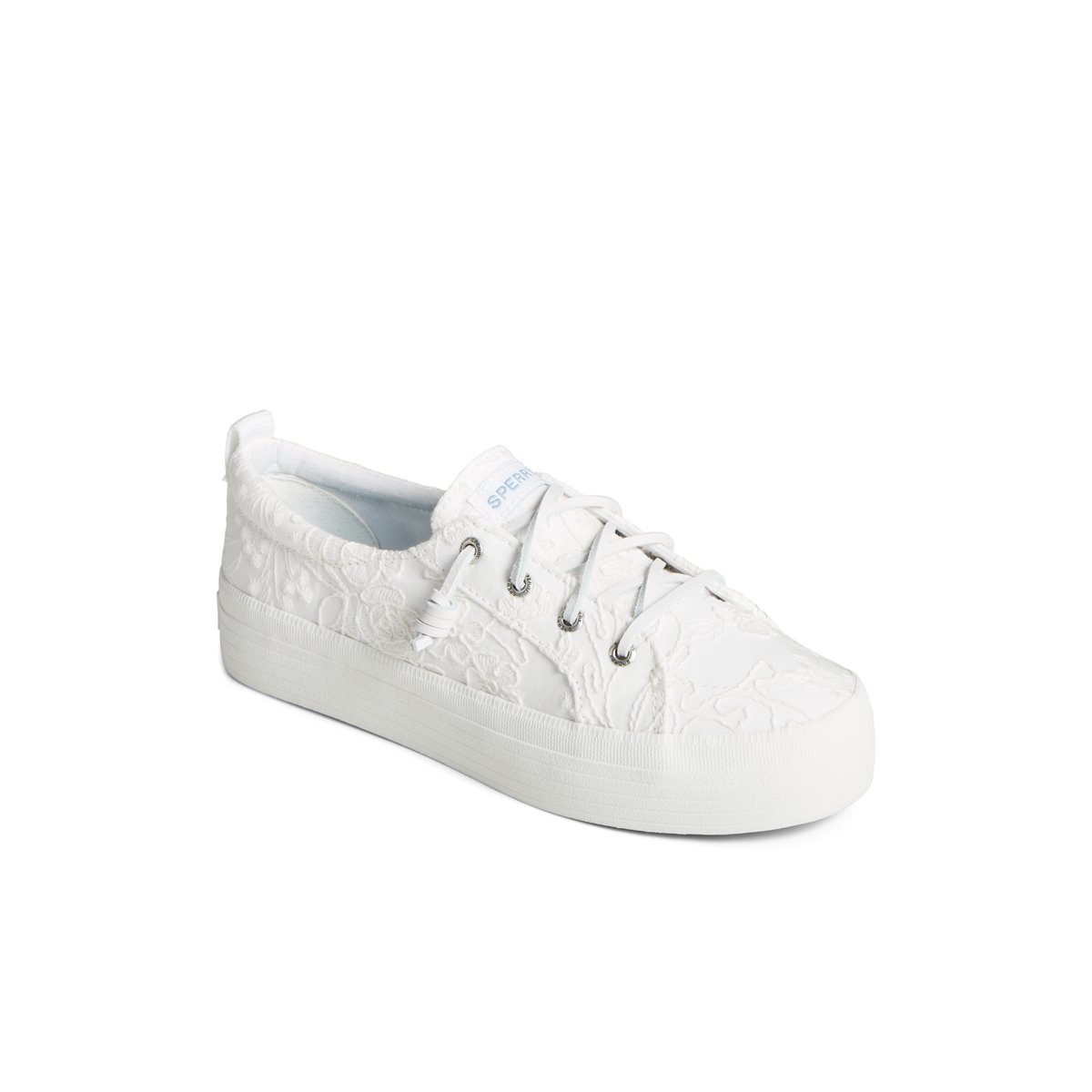 White Sperry Crest Vibe Platform Lace Platform Sneaker | VRHOXPU-94