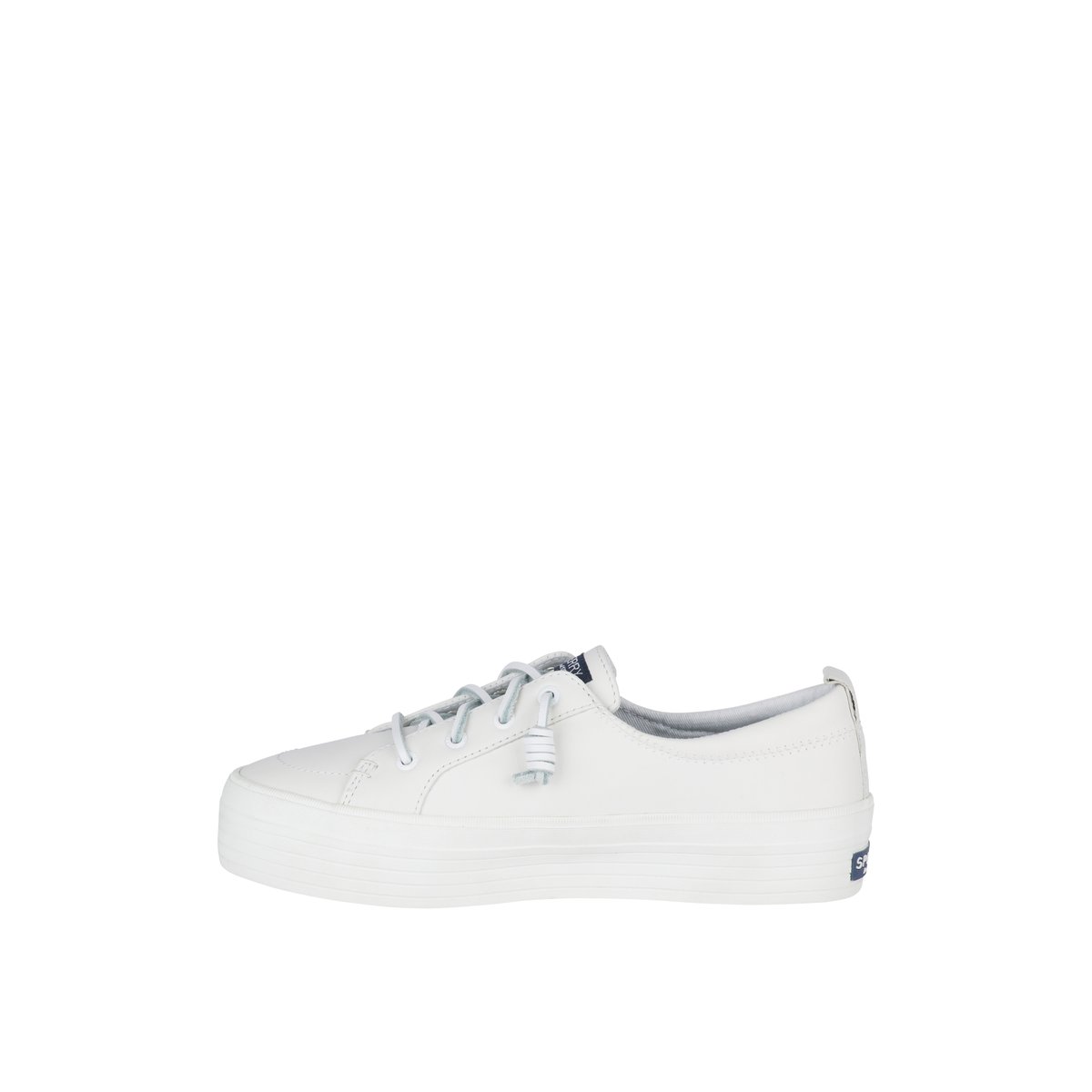 White Sperry Crest Vibe Platform Leather Sneaker | WEOQBDJ-03